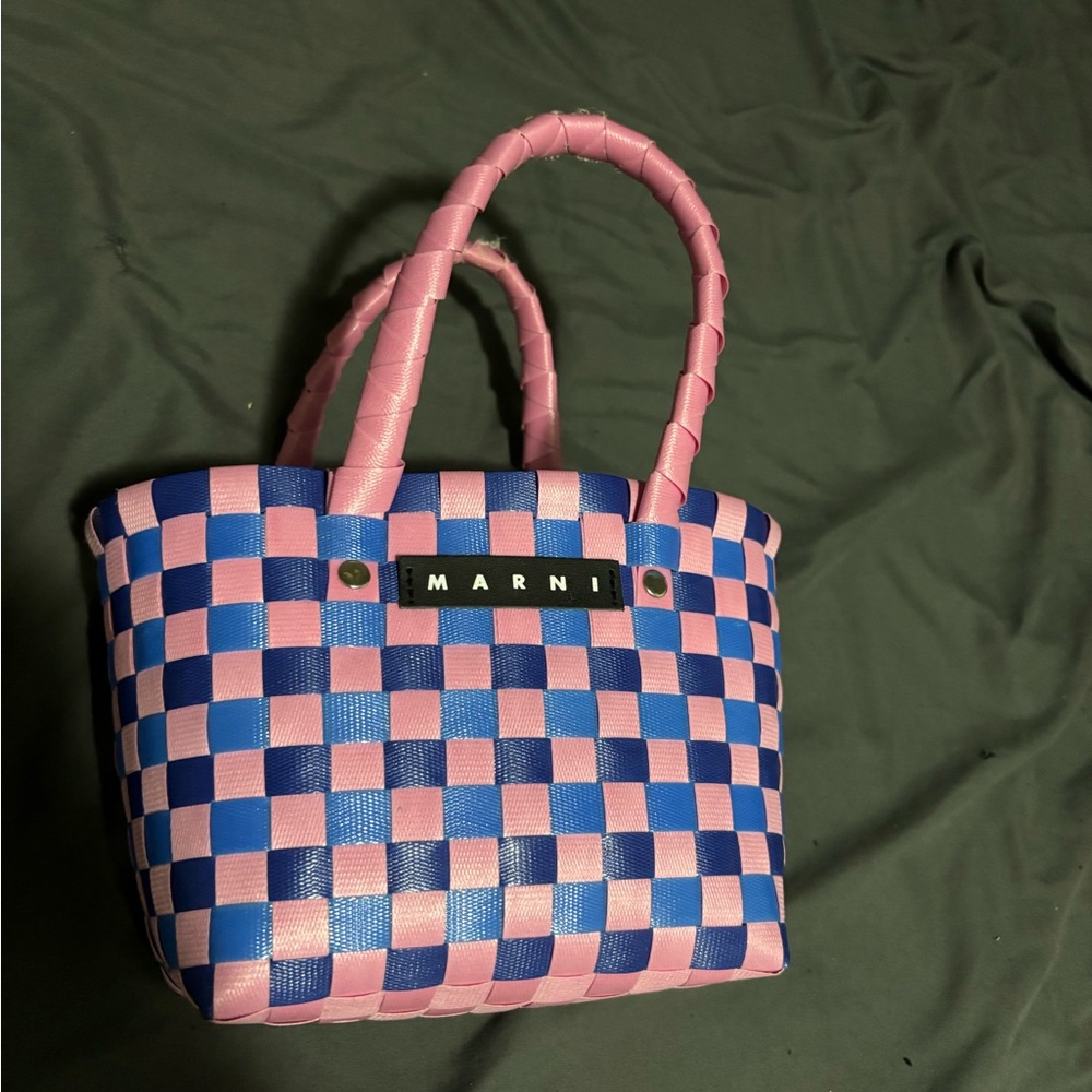 Marni Pink and Blue Checkerboard Tote